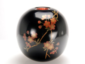 ＜黒＞5.0丸形花瓶　桜