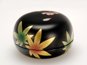 Urushi trinket box round type black